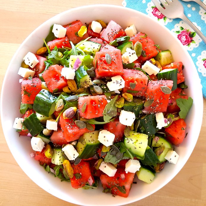 Watermelon salad with pistachio feta 20